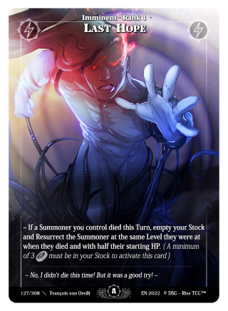 Rise TCG | Alpha dition standard | 127 / 308 | last hope rare