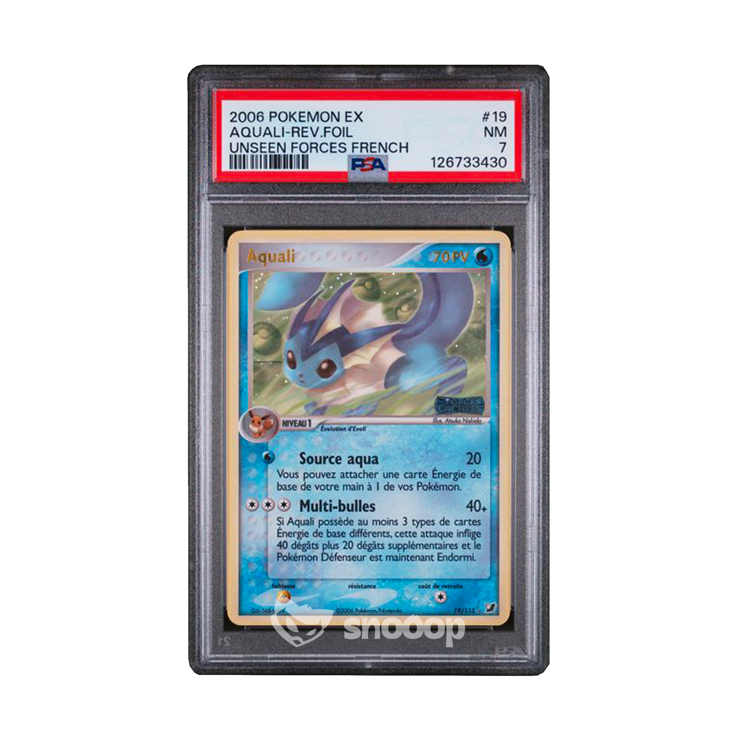 Carte Gradée | Pokémon | PSA | Aquali Reverse Foil Unseen Forces | PSA 7 | 🇫🇷