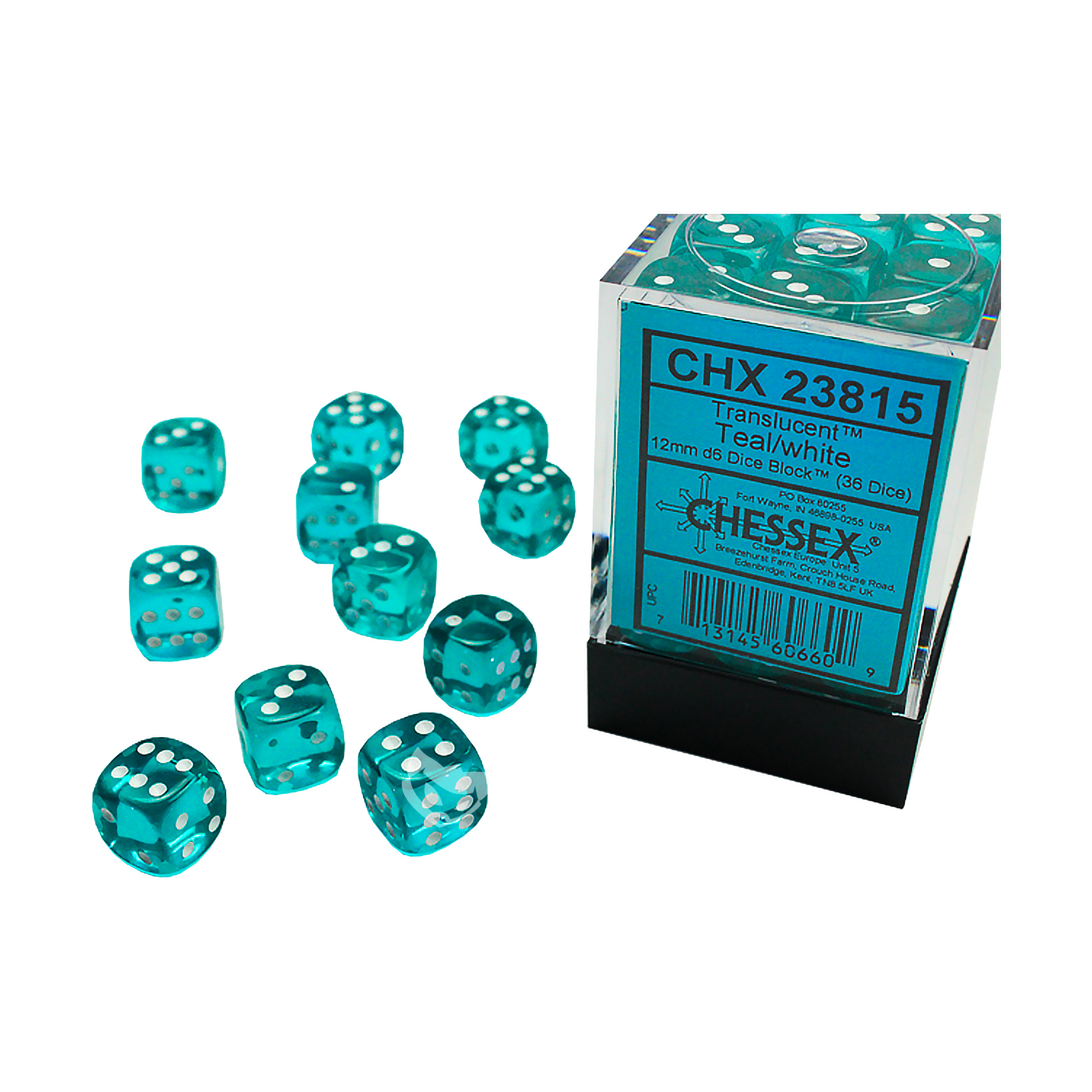DĂ©s 6 faces | Chessex | Chx 23815 | Translucent Teal White | đČđ