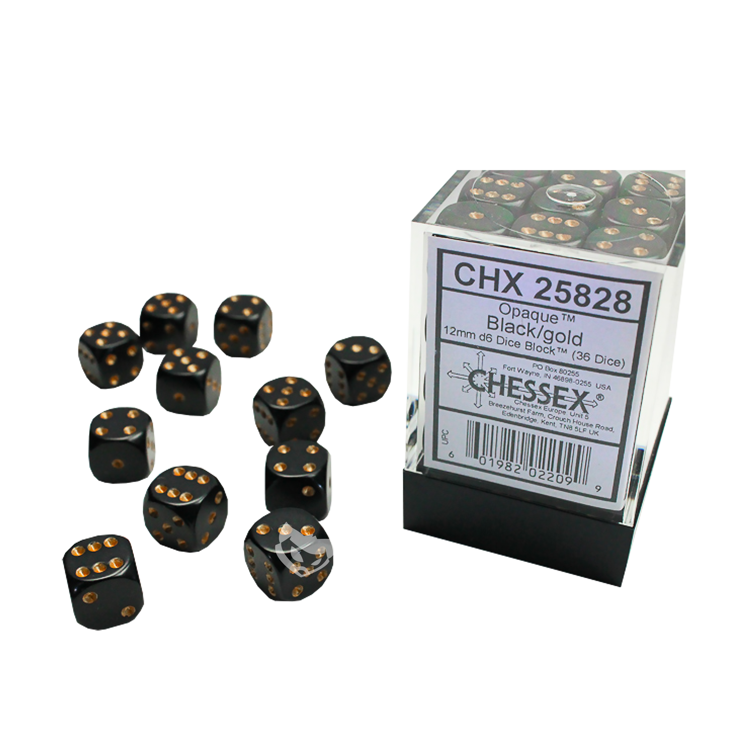 DĂ©s 6 faces | Chessex | Chx 25828 | Opaque Black Gold | đČđ