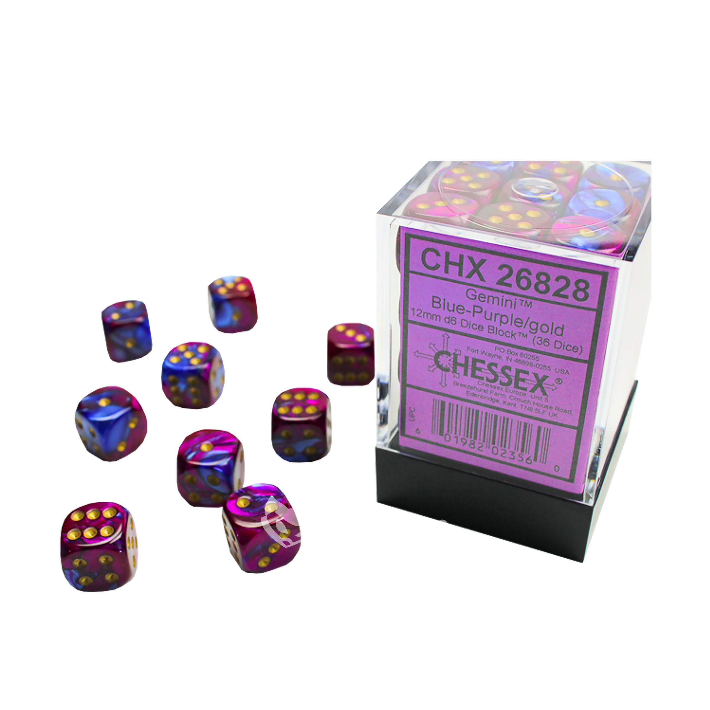 DĂ©s 6 faces | Chessex | Chx 26828 | Gemini Purple-Blue Gold | đČđ