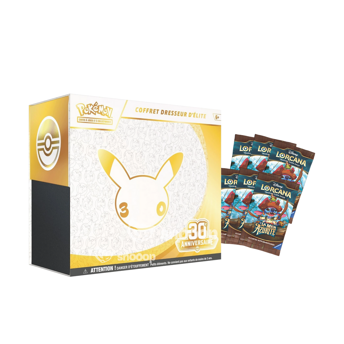 Bundle | Pokémon 30E Anniversaire Coffret Dresseur d'Élite | Lorcana 6 Boosters La Mer Azurite | 🇫🇷