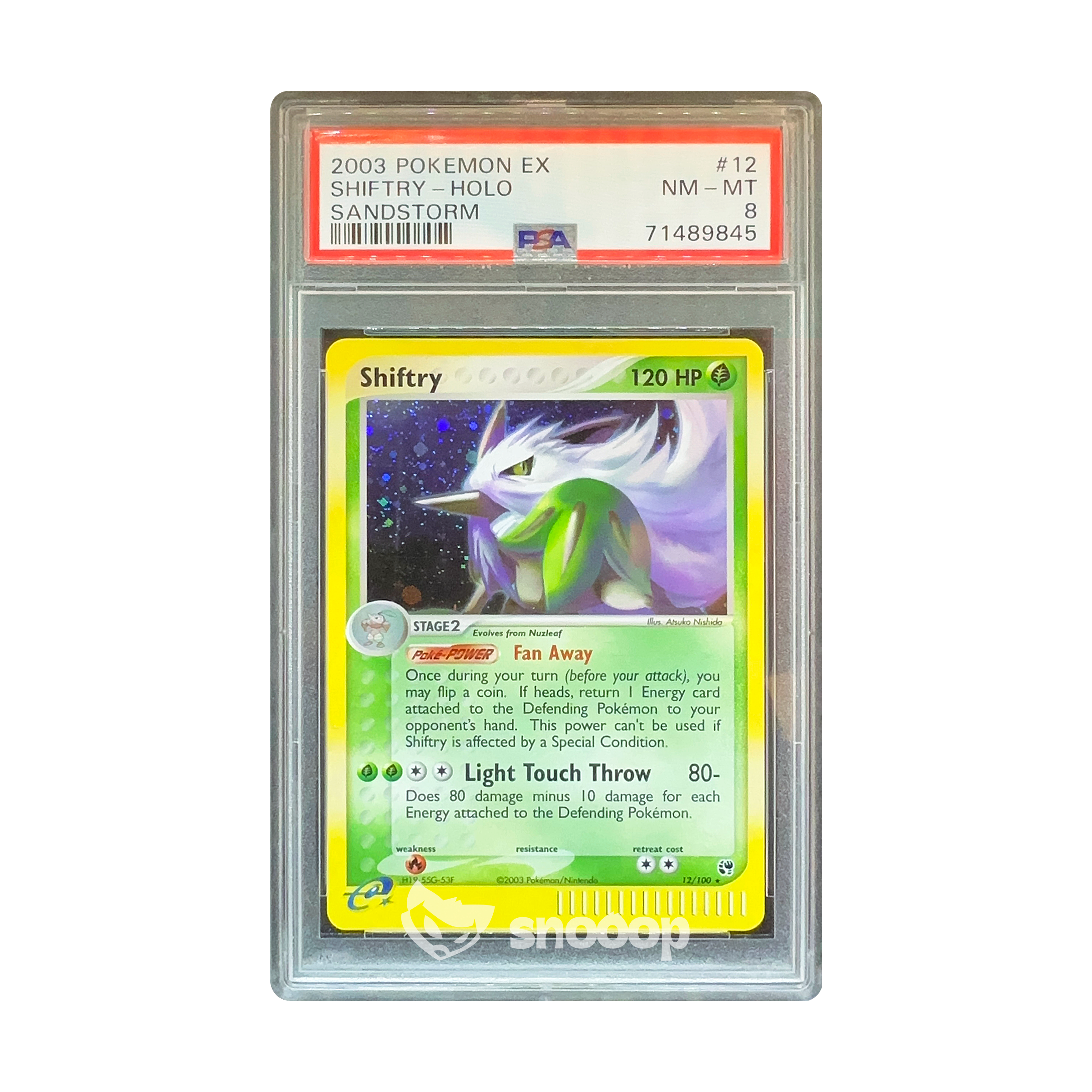 Carte Gradée | Pokémon | PSA | 2003 EX Shiftry Holo Sandstorm (#12) | PSA 8 | 🇬🇧
