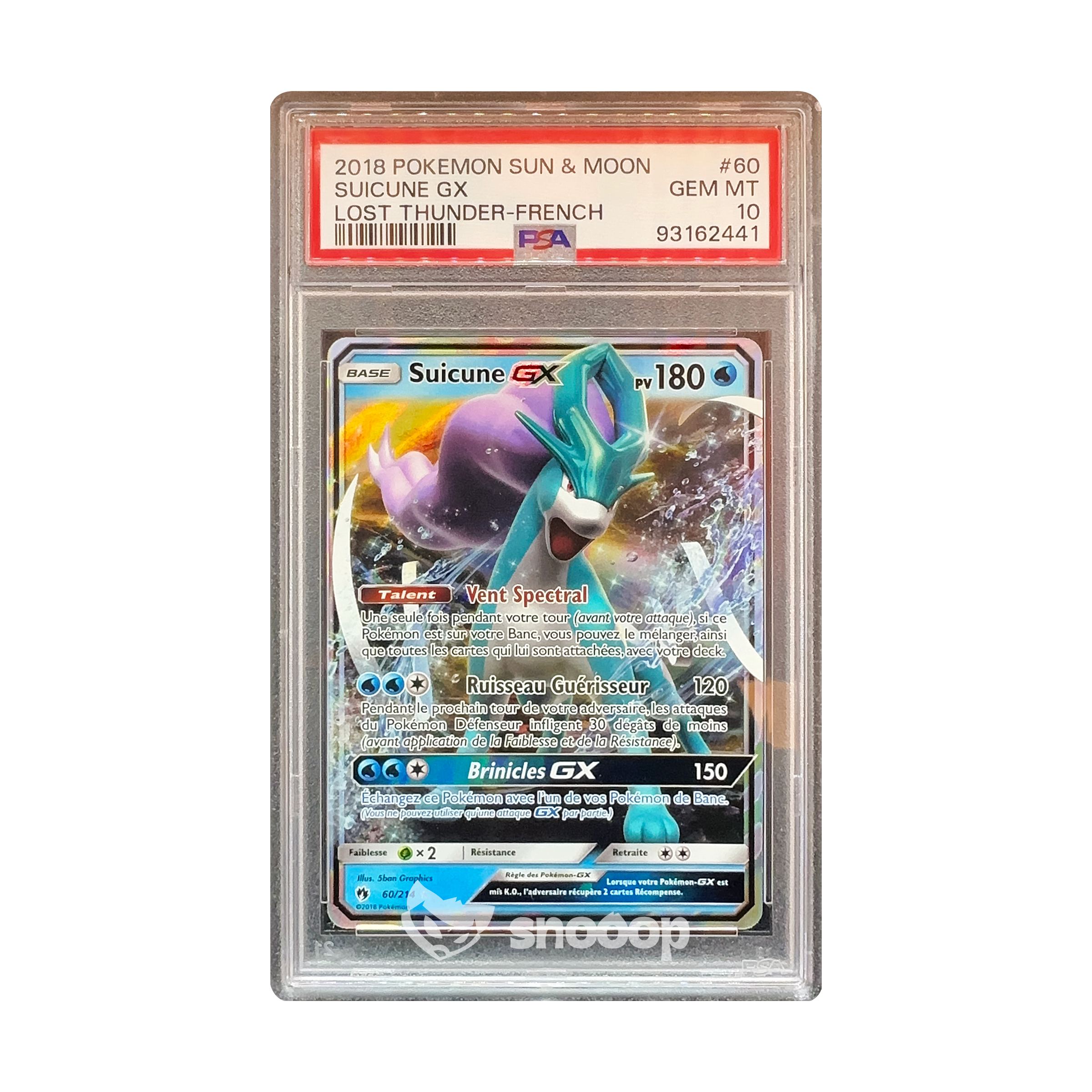 Carte Gradée | Pokémon | PSA | 2018 Sun & Moon Suicune GX Lost Thunder French (#60) | PSA 10 | 🇫🇷