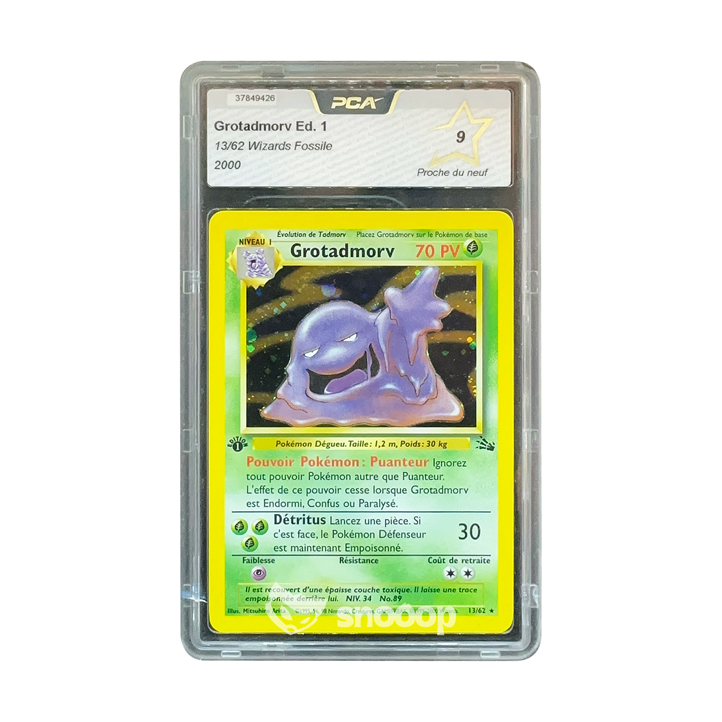 Carte Gradée | Pokémon | PCA | 2000 Grotadmorv Edition 1 Wizards Fossile (#13/62) | PCA 9 | 🇫🇷