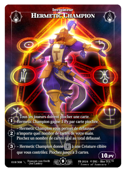 Rise TCG | Beta édition standard | 018 / 308 | hermetic champion rare | 🇫🇷