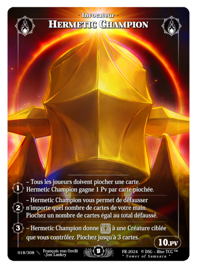 Rise TCG | Beta édition standard | 018 / 308 | hermetic champion alt rare | 🇫🇷