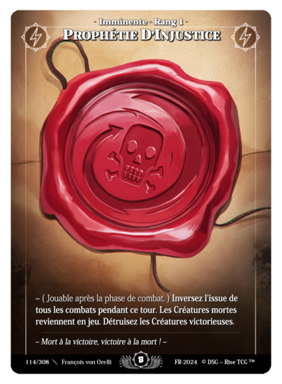 Rise TCG | Beta édition standard | 114 / 308 | prophecy of injustice rare | 🇫🇷