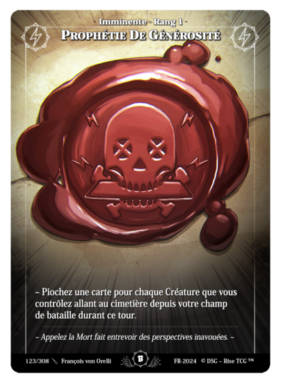 Rise TCG | Beta édition standard | 123 / 308 | generosity prophecy uncommon | 🇫🇷