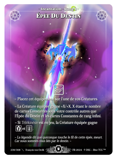 Rise TCG | Beta édition standard | 239 / 308 | sword of destiny legendary | 🇫🇷