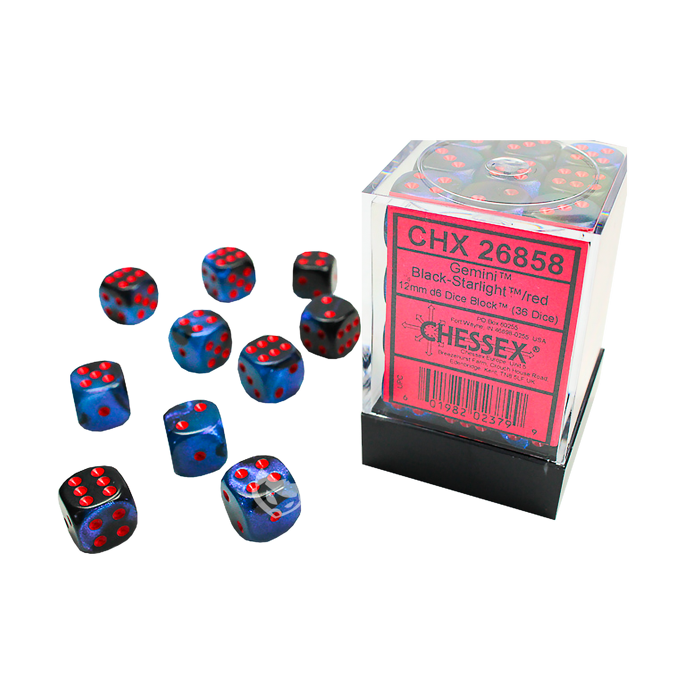 Dés 6 faces | Chessex | Chx 26858 | Gemini Black-Starlight Red | 🎲💎