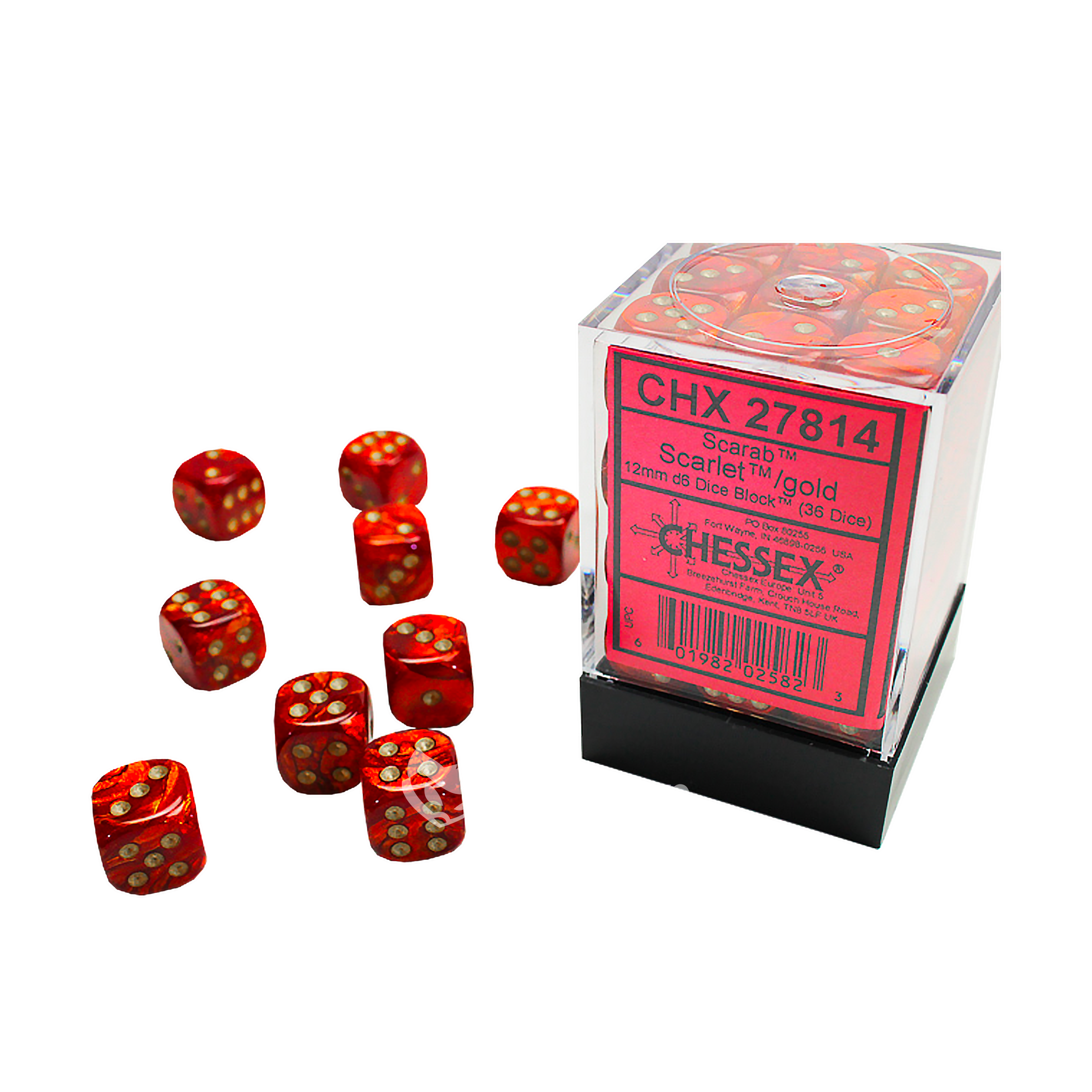 Dés 6 faces | Chessex | Chx 27814 | Scarab Scarlet Gold | 🎲💎