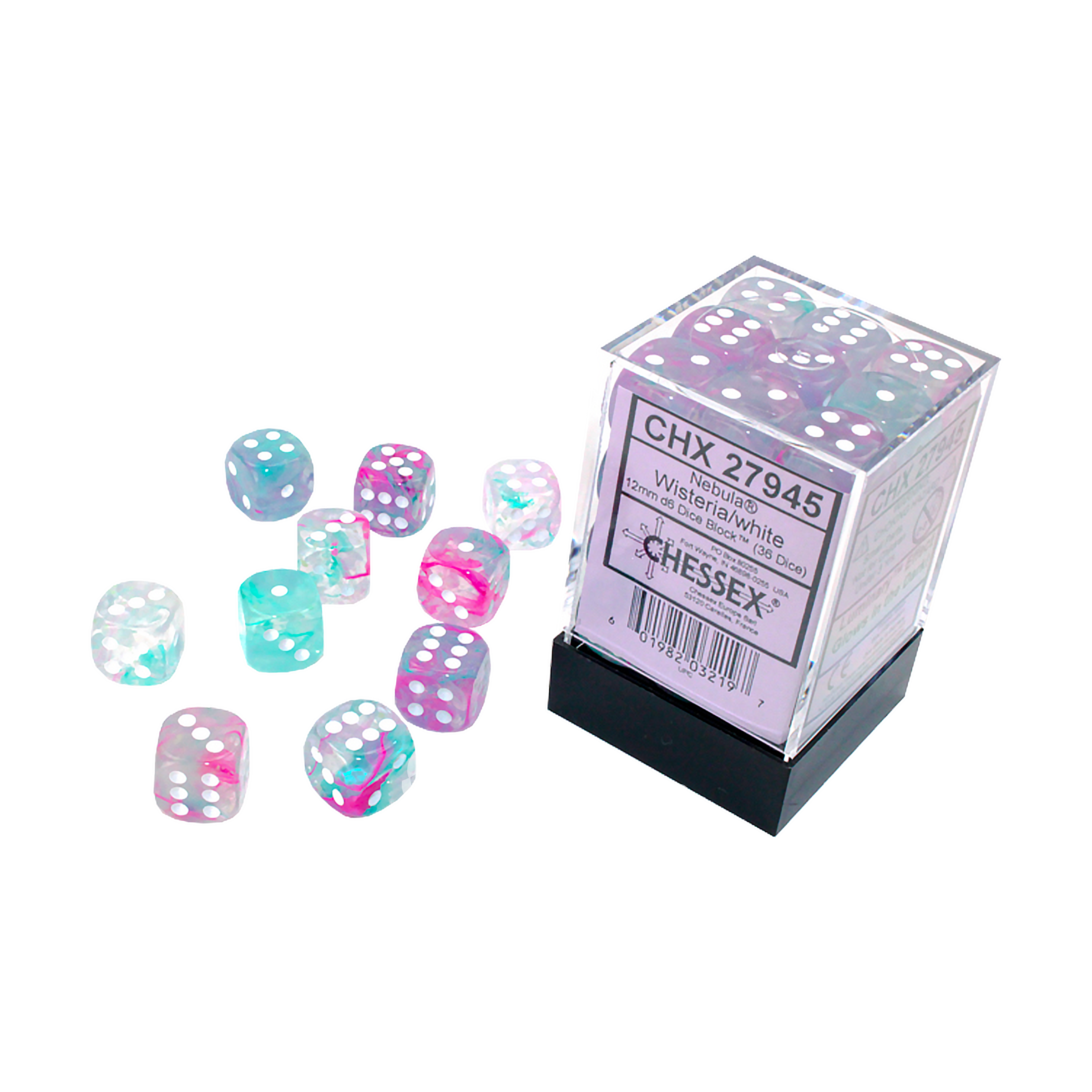 Dés 6 faces | Chessex | Chx 27945 | Nebula Wisteria White | 🎲💎