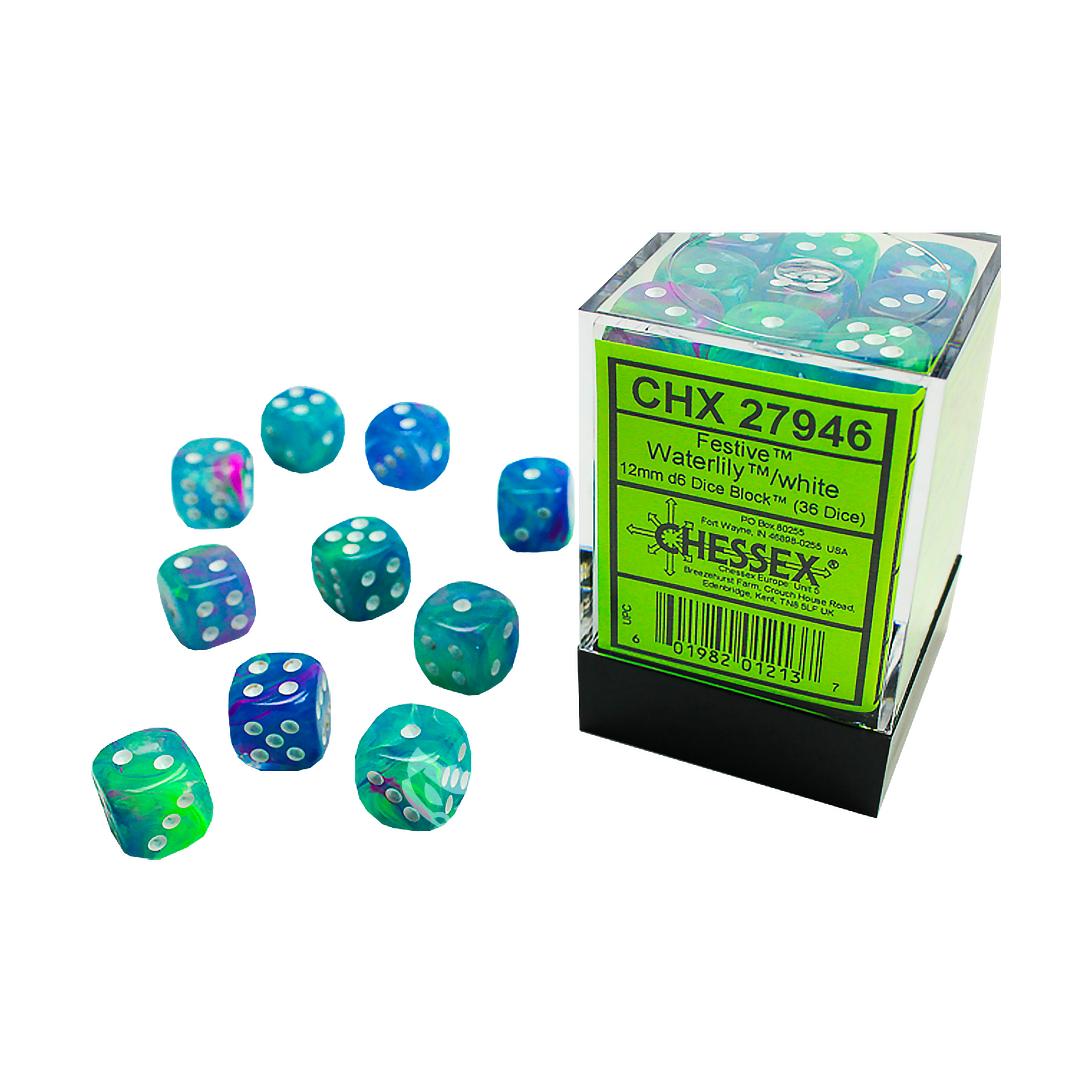 Dés 6 faces | Chessex | Chx 27946 | Festive Waterlily White | 🎲💎