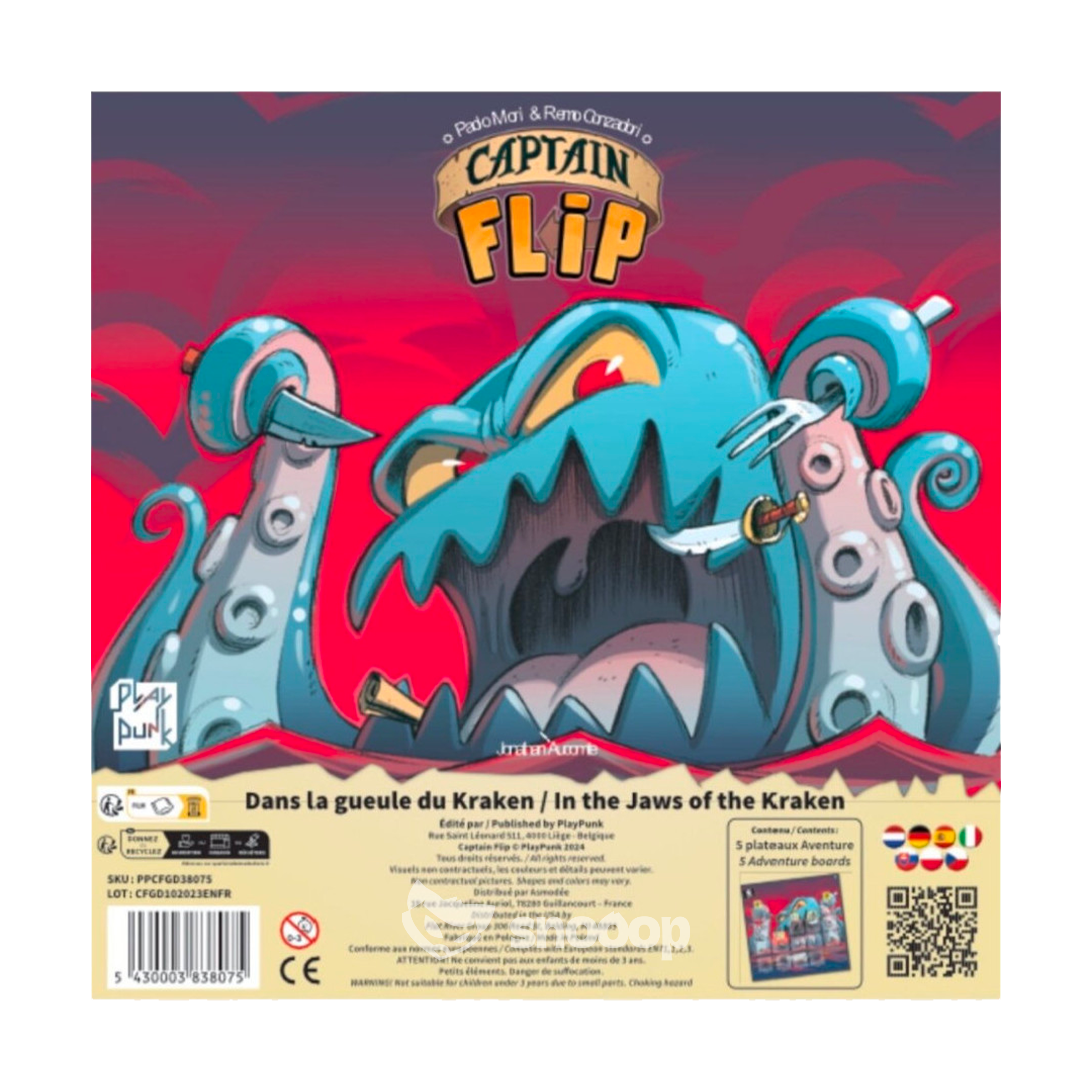 Jeux de Société | Playpunk | 2-5 Joueurs | Captain Flip dans la Gueule du Kraken (Extension) | 🎲