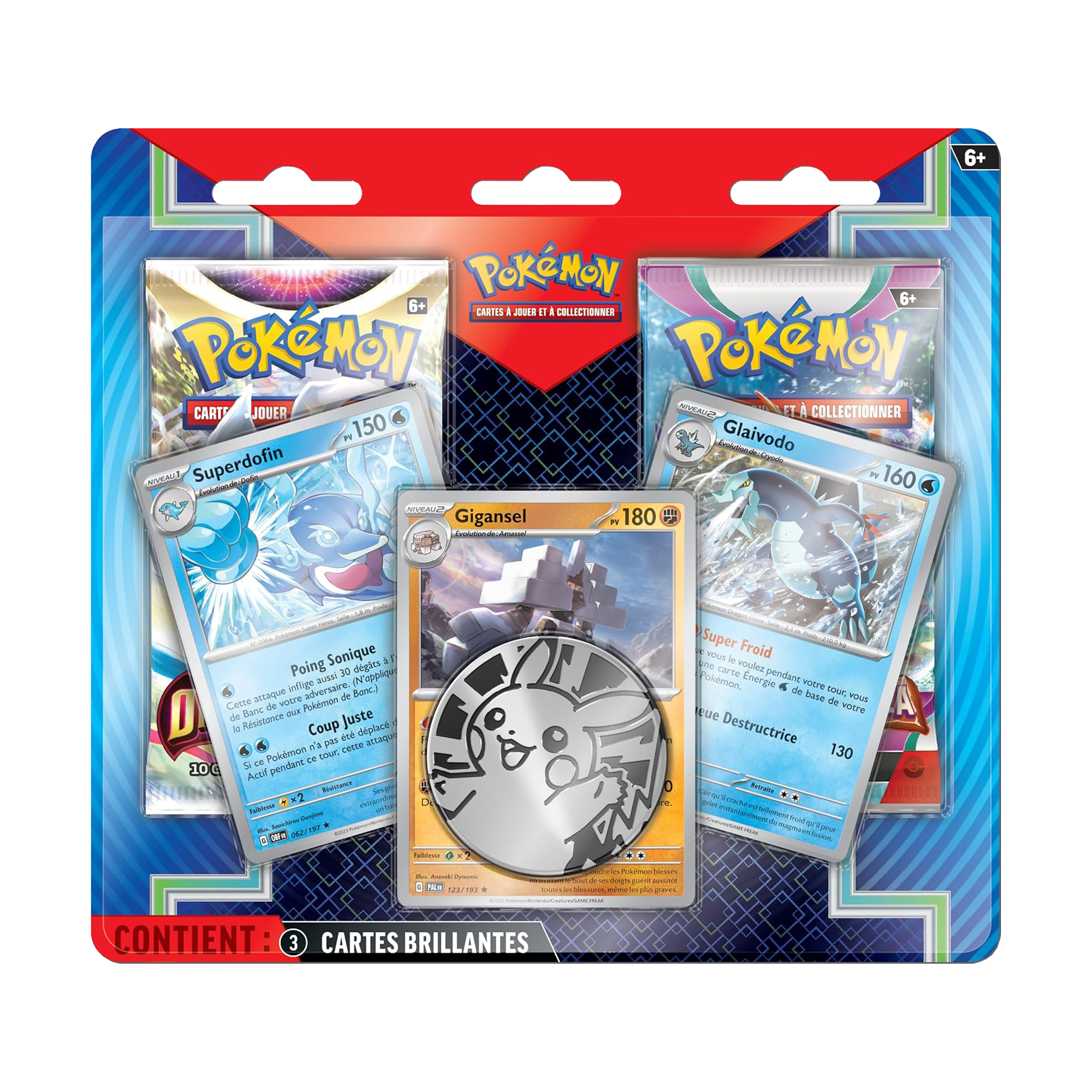 Pack 2 boosters | Pokémon | Pack 2 boosters Avril 2024 + 3 Cartes Promos - Superdofin, Gigansel & Glaivodo | 🇫🇷