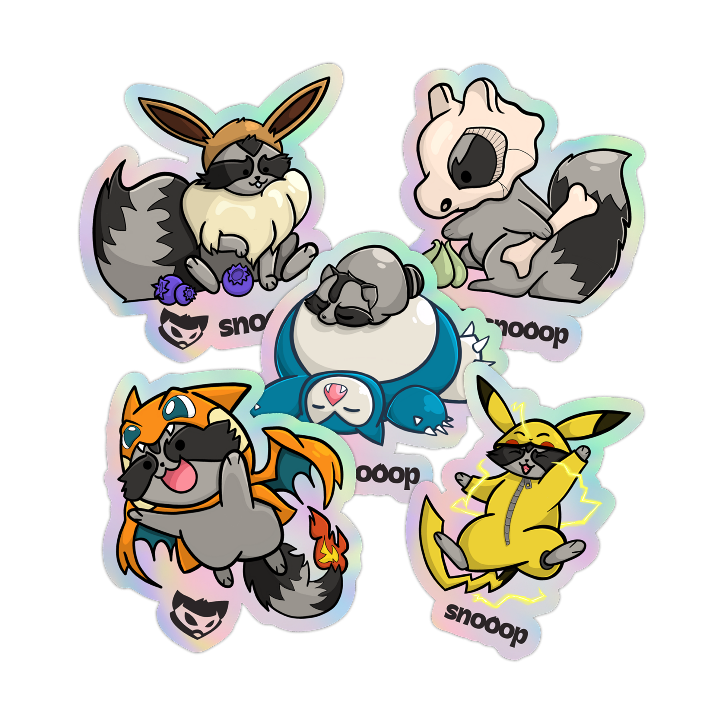 Pack 5 Stickers Holographique | Snooop | Mont Raccoon Collection | 🇫🇷