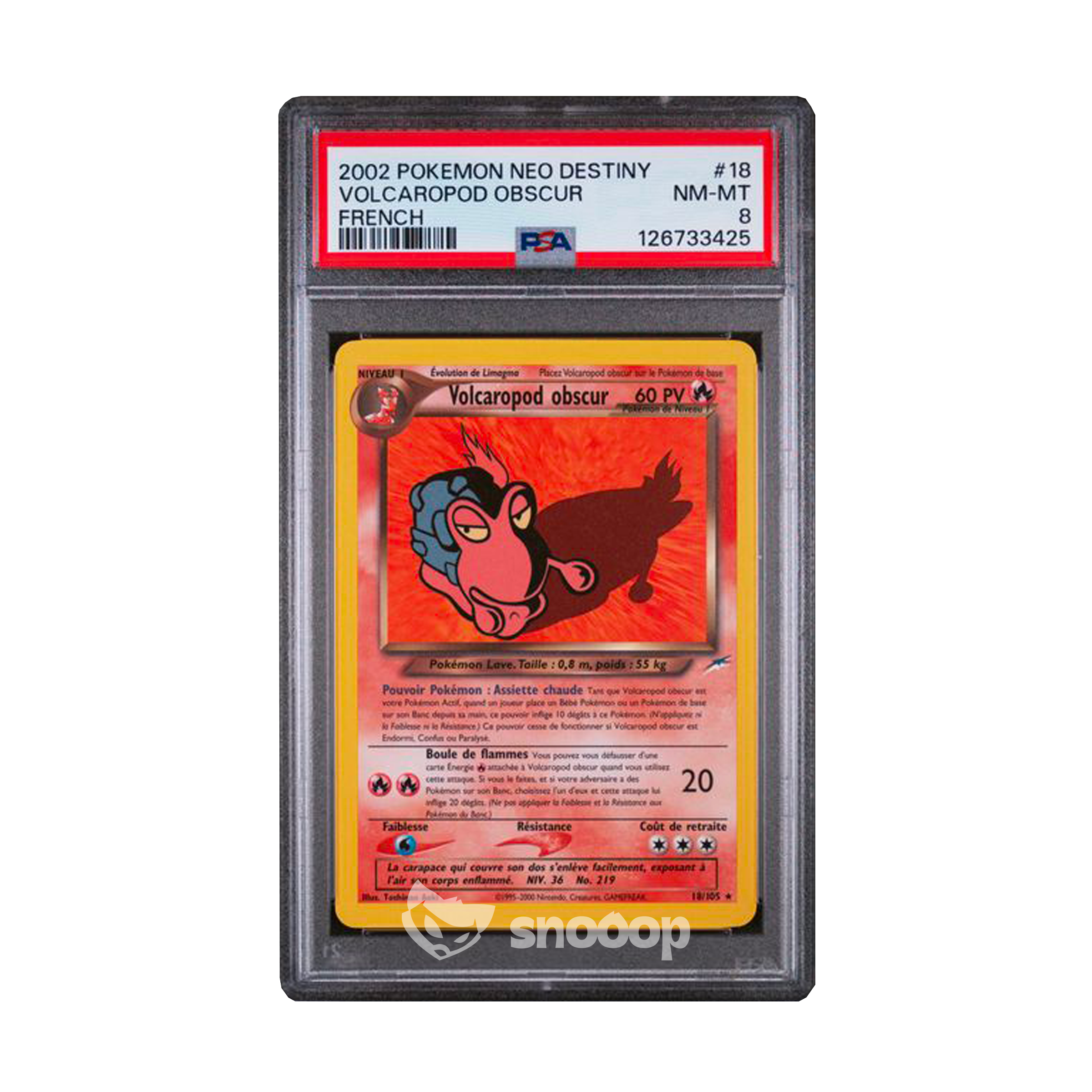 Carte Gradée | Pokémon | PSA | Volcaropod Obscur Neo Destiny | PSA 8 | 🇫🇷